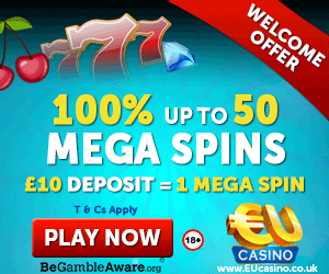 www.EUcasino.co.uk · Up to 50 Mega Spins!